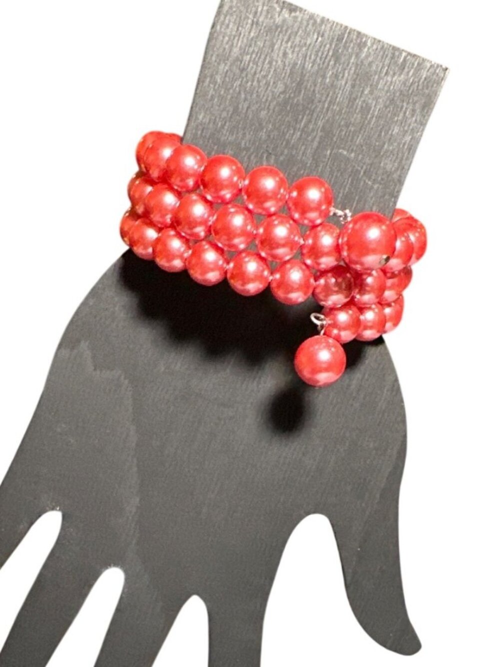 Vintage Avon Bracelet Pink Faux Pearl Wrap Around Chunky Womens Jewelry Gift